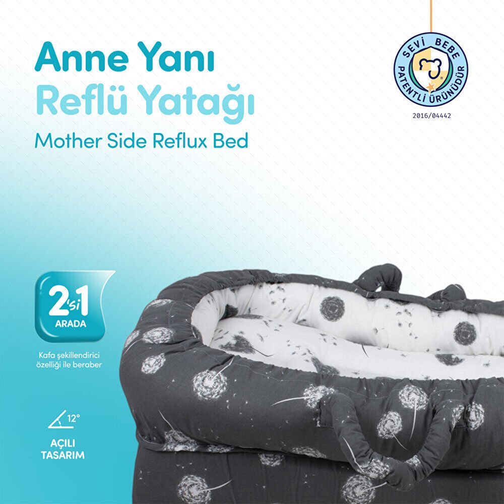 Anne Yanı Bebek Reflü Yatağı Gri 1 Adet