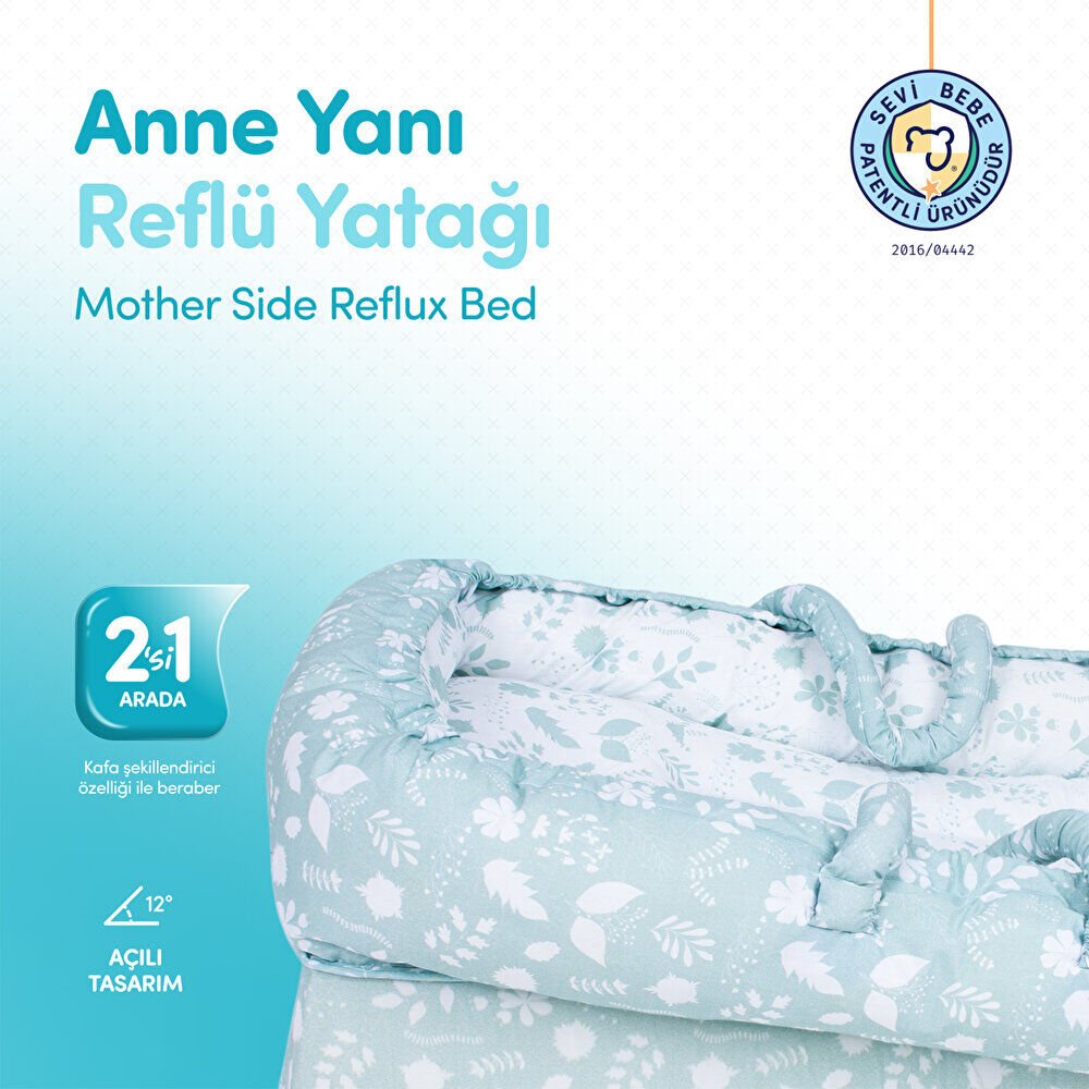 Anne Yanı Bebek Reflü Yatağı Yeşil 1 Adet