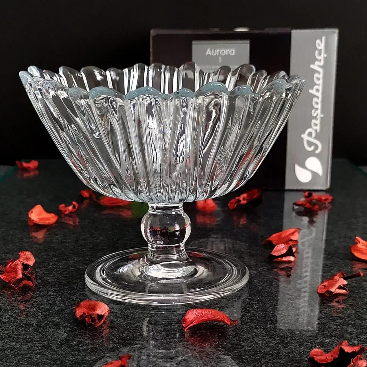 DELI GLASSWARE ŞEKERLİK, LOKUMLUK ,ÇEREZLIK ÇOK AMAÇLI AYAKLI SUNUMLUK  KASESİ