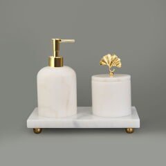 Bath 3'lü Mermer Banyo Seti - Beyaz