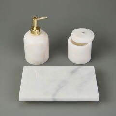 Bath 3'lü Mermer Banyo Seti - Beyaz