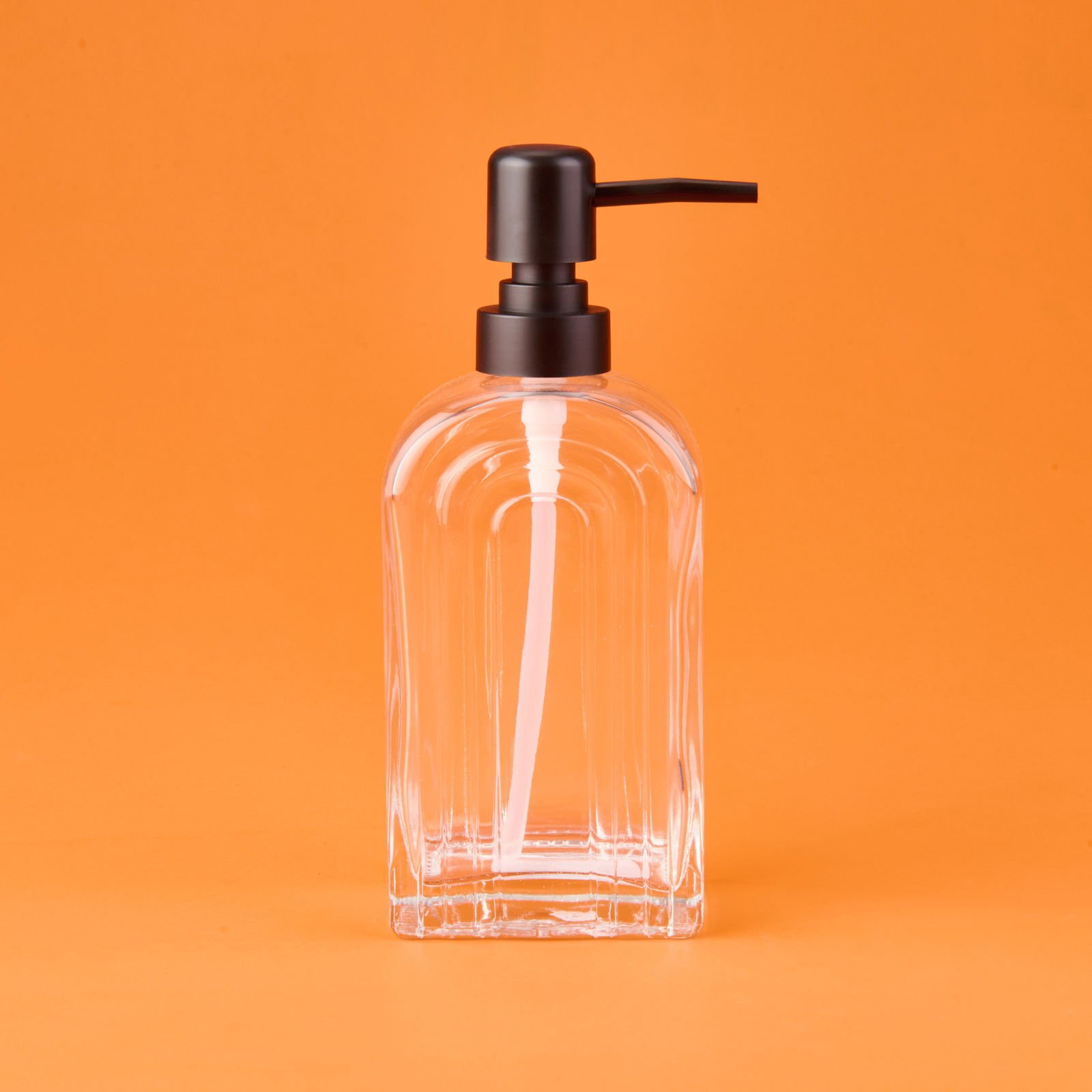 Cam Sıvı Sabunluk - Şeffaf / Siyah - 20x8 cm