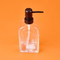 Cam Sıvı Sabunluk - Şeffaf / Siyah - 20x8 cm