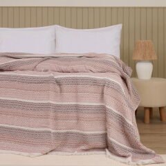 Soft Vita Çift Kişilik Pike - Ekru / Kiremit - 200x230 cm