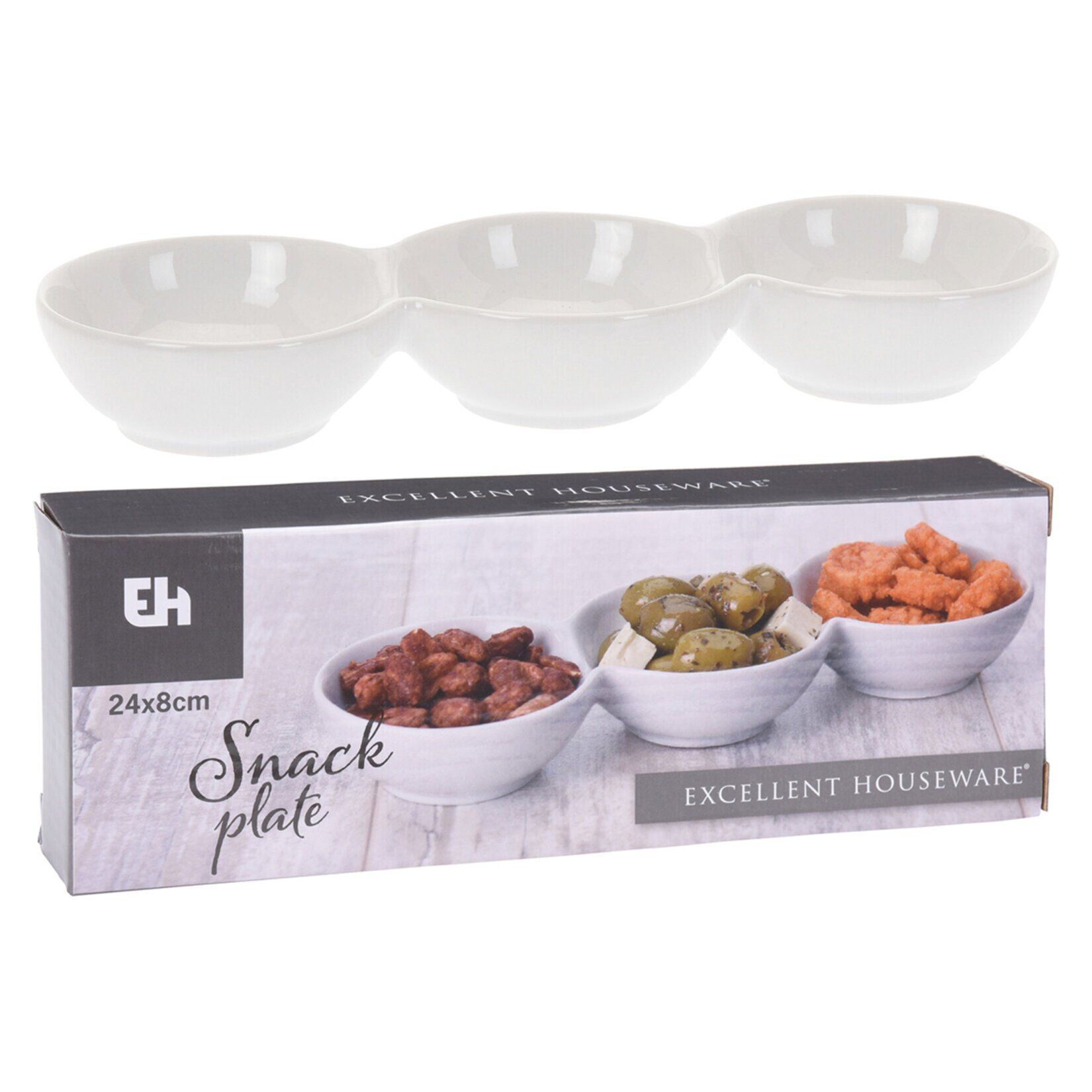 Koopman Porselen 3 Bölmeli Sunum Tabak 24 x 8 Cm