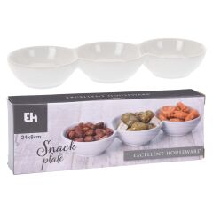 Koopman Porselen 3 Bölmeli Sunum Tabak 24 x 8 Cm