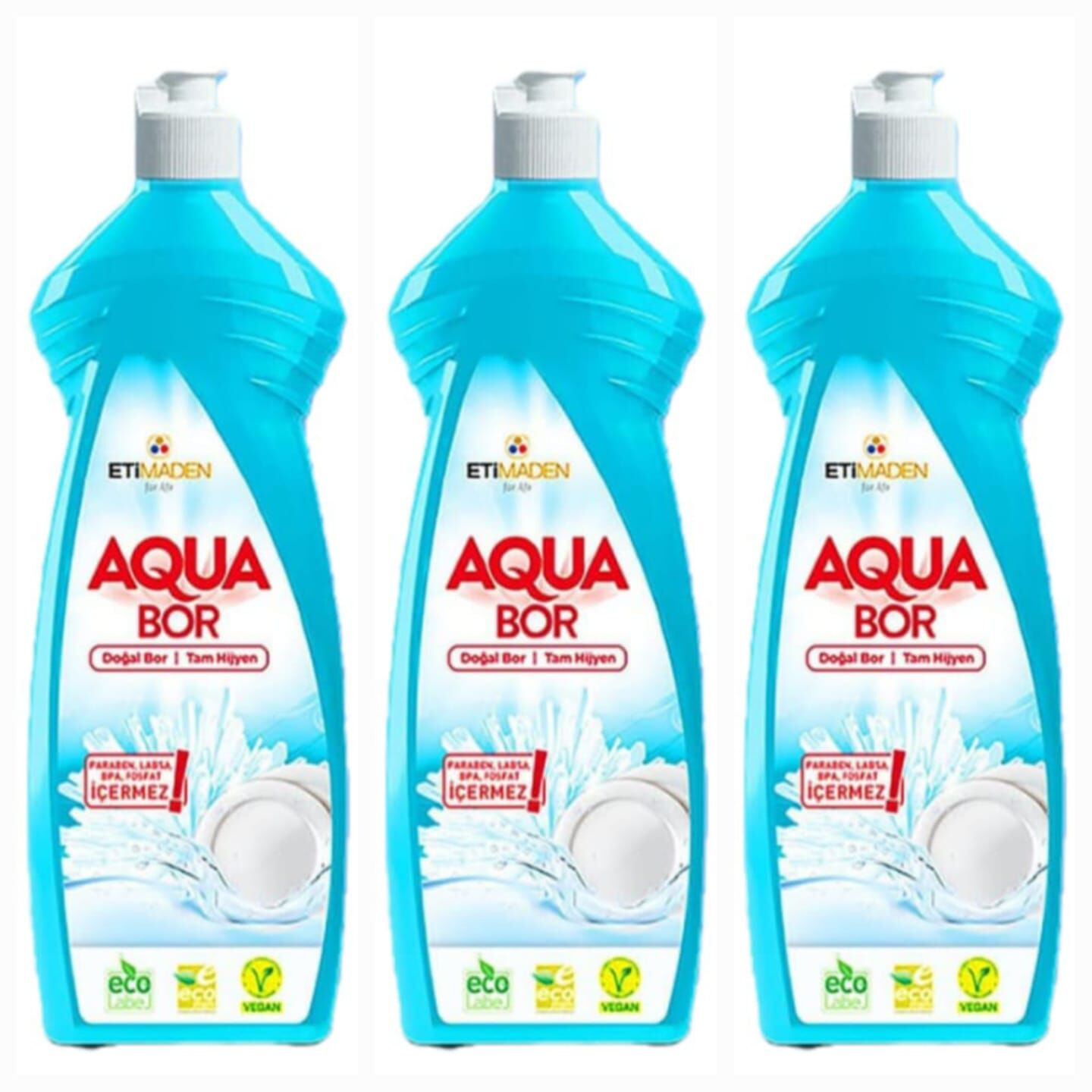AQUABOR DOĞAL MİNERALLİ  ELDE  BULAŞIK  DETERJANI 3 ADET
