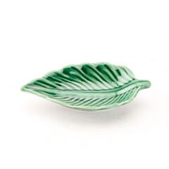 Seramik Yaprak Çerezlik - Yeşil - 13x7 cm