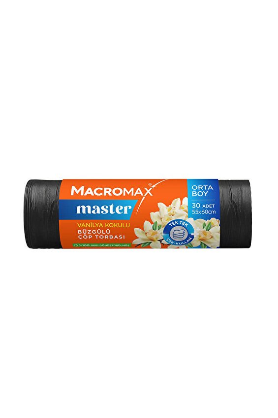Macromax Çöp Torbası Büzgülü 30 Lu Vanilya Kokulu