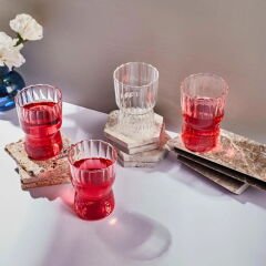 15885 Stripe 4'lü Borosilikat Cam Bardak - Şeffaf - 320 ml