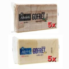 AKTÜRK GOFRET 200 GR 5 ADET KAKAOLU GOFRET , 200 GR 5 ADET VANİLYALI GOFRET