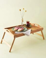 PEROTTİİ BAMBU  KOLAY SERVİS SUNUMA YARDIMCI  KATLANIR AYAKLI YATAK KEYİF TEPSİSİ