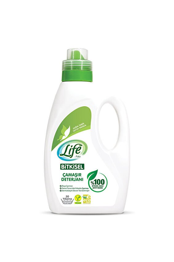 Life By Fakir Bitkisel Vegan Sıvı Çamaşır Deterjanı 1500 ml 30 Yıkama Renkliler ve Beyazlar