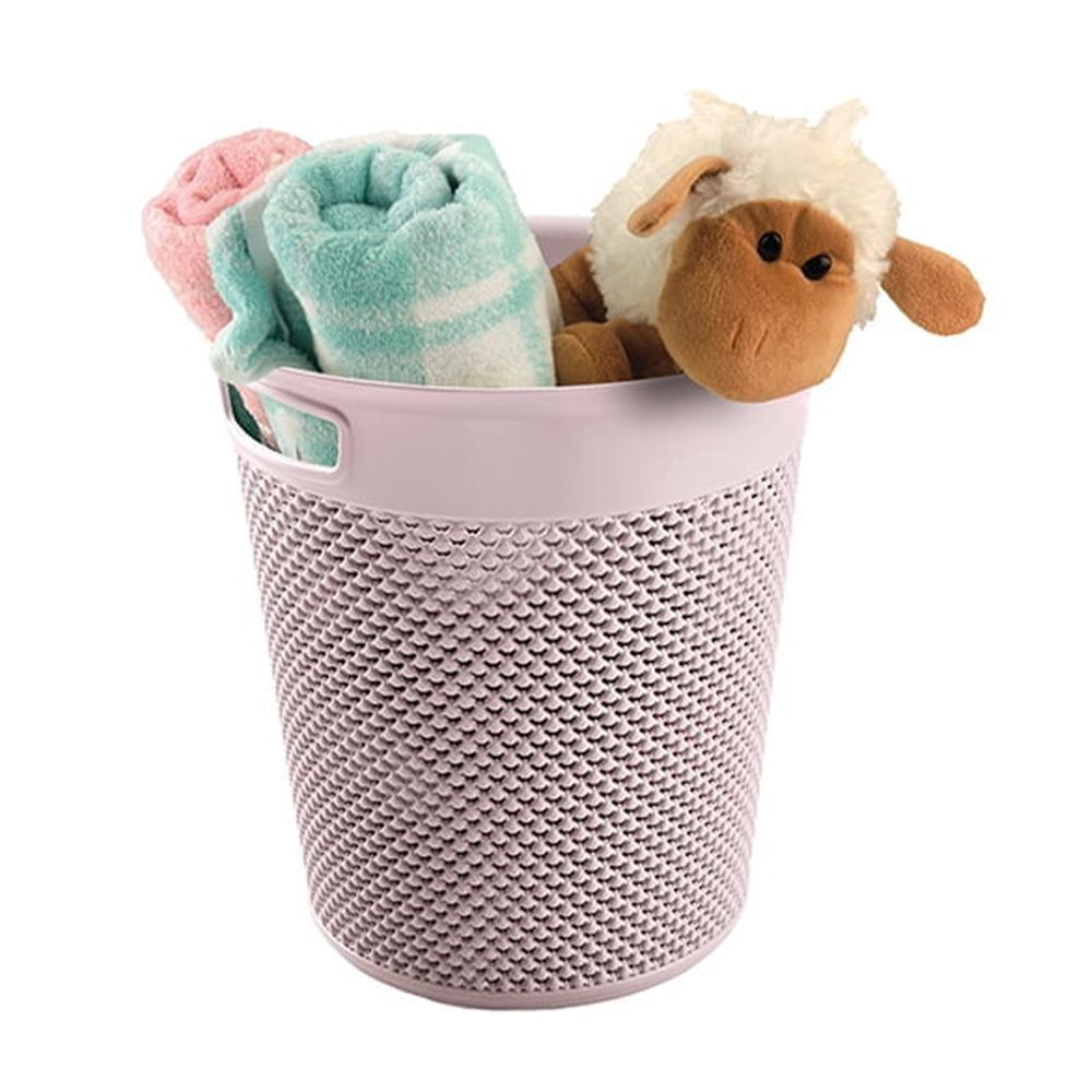 ÜÇSAN PLASTİK DAMLA DESENLİ ÇOK AMAÇLI EVLERİN VAZGEÇİLMEZİ  PEMBE  SELE  YUVARLAK SEPET 12 LT 30X20 CM