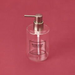 Yuvarlak Borosilikat Cam Sıvı Sabunluk - Şeffaf / Gri