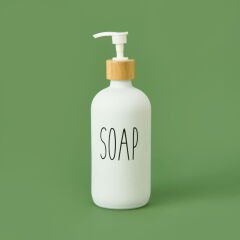 Cam Sıvı Sabunluk - Beyaz - 21 cm