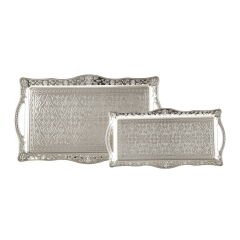 2'li Dikdörtgen Tepsi - Gümüş
