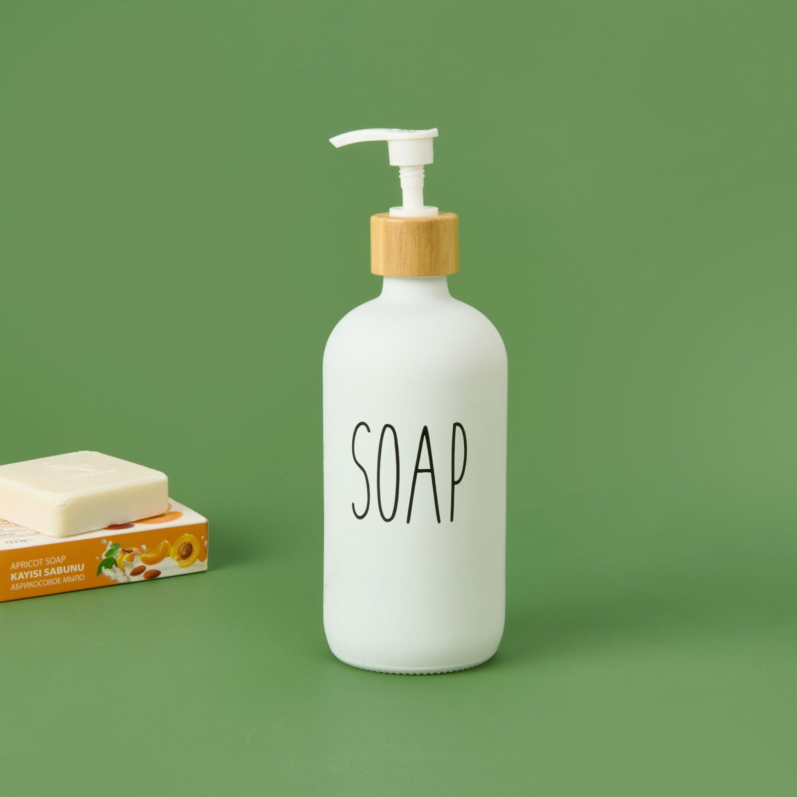 Cam Sıvı Sabunluk - Beyaz - 21 cm