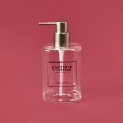 Kare Borosilikat Cam Sıvı Sabunluk - Şeffaf / Gri