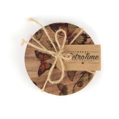 Time 6'lı Kelebek Bardak Altlığı - Kahverengi - 10 cm