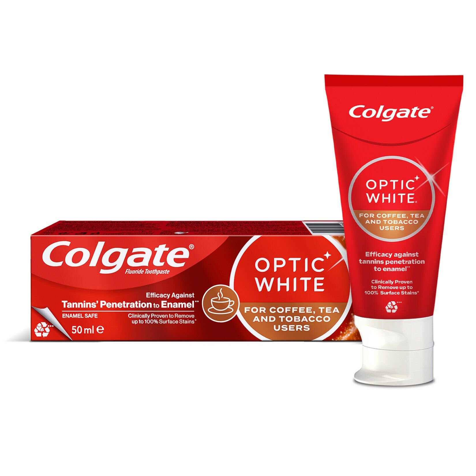 Colgate Optic White Kahve, Çay ve Tütün Kullanıcıları için Diş Macunu 50 Ml