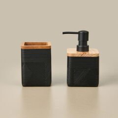 Bath Madera 2'li Banyo Sıvı Sabunluk Seti - Siyah