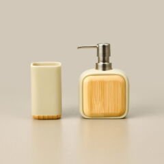 Bath Sau 2'li Banyo Sıvı Sabunluk Seti - Bej / Gri