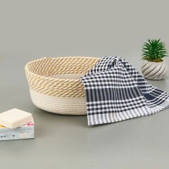 Living Boho Style Sepet - Beyaz / Bej - 25x20x10 cm