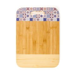 Desenli Bambu Kesme Tahtası - Bej - 36x25,5 cm