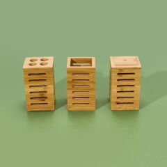 Bambu 5'li Banyo Seti - Bej