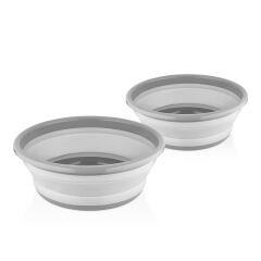 L804-L868 2'li Katlanabilir Yuvarlak Badya Seti - Gri