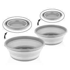 L804-L868 2'li Katlanabilir Yuvarlak Badya Seti - Gri