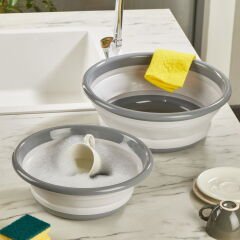 L804-L868 2'li Katlanabilir Yuvarlak Badya Seti - Gri