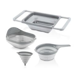 4 Parça Katlanabilir Süzgeç Seti - Gri