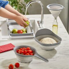 4 Parça Katlanabilir Süzgeç Seti - Gri