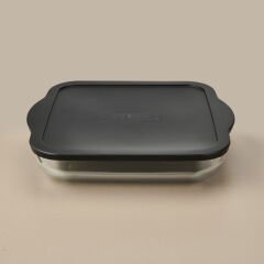 Kapaklı Kare Borcam - Şeffaf / Siyah - 3,2 lt