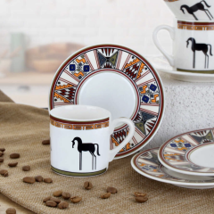 Horse 12 Parça Kahve Fincan Seti - Renkli - 100 ml