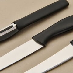 Kitchen Vakumlu 3'lü Çok Amaçlı Bıçak Seti - Siyah