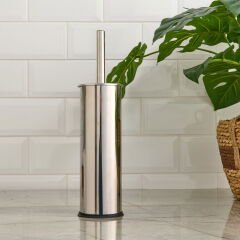 Bath Akıllı Kapaklı Tuvalet Fırçası - Krom - 36 cm
