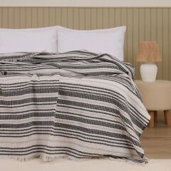 Soft Radiant Çift Kişilik Pike - Ekru / Siyah - 200x230 cm