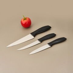 Kitchen Vakumlu 3'lü Çok Amaçlı Bıçak Seti - Siyah