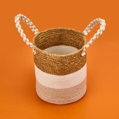 Living Boho Style Büyük Örgü Sepet - Renkli - 25x25 cm