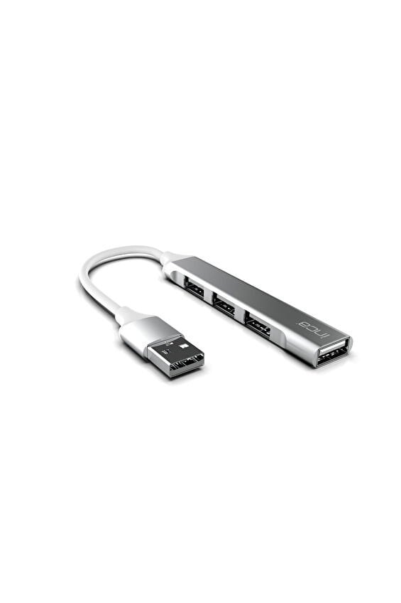 Inca Iusb 4Tux Usb Hubx4 Port Usb 3.0+3 Usb2.0 Slim Aluminyum Kasa