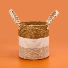 Living Boho Style Büyük Örgü Sepet - Renkli - 25x25 cm