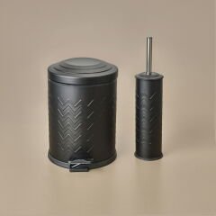 Bath Desenli 2'li Banyo Seti - Siyah