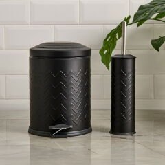 Bath Desenli 2'li Banyo Seti - Siyah