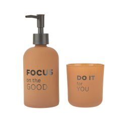 Sıvı Sabunluk ve Diş Fırçalık Seti - Kahverengi