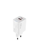 S-link SL-ECG45 Type USB-C 45W PD + 18W USB QC 3.0 GAN Beyaz Hızlı Ev Şarj Adaptörü