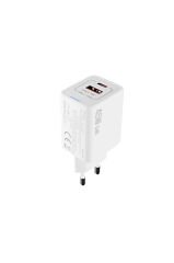 S-link SL-ECG45 Type USB-C 45W PD + 18W USB QC 3.0 GAN Beyaz Hızlı Ev Şarj Adaptörü