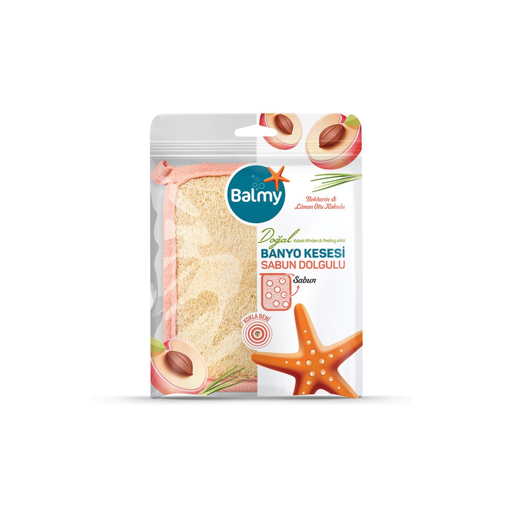 Balmy Doğal Sabun Dolgulu Nektarinli Banyo Kesesi